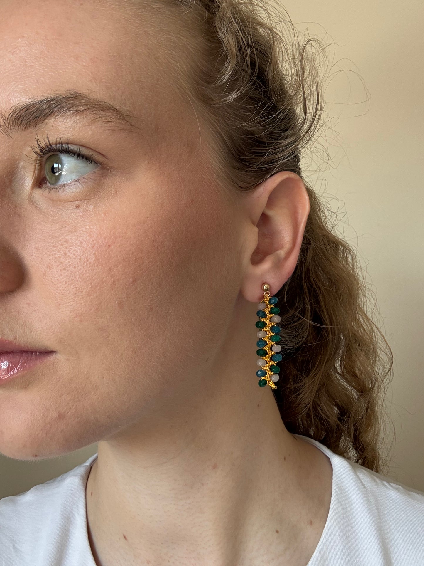 PENDIENTES TRICOLOR VERDE