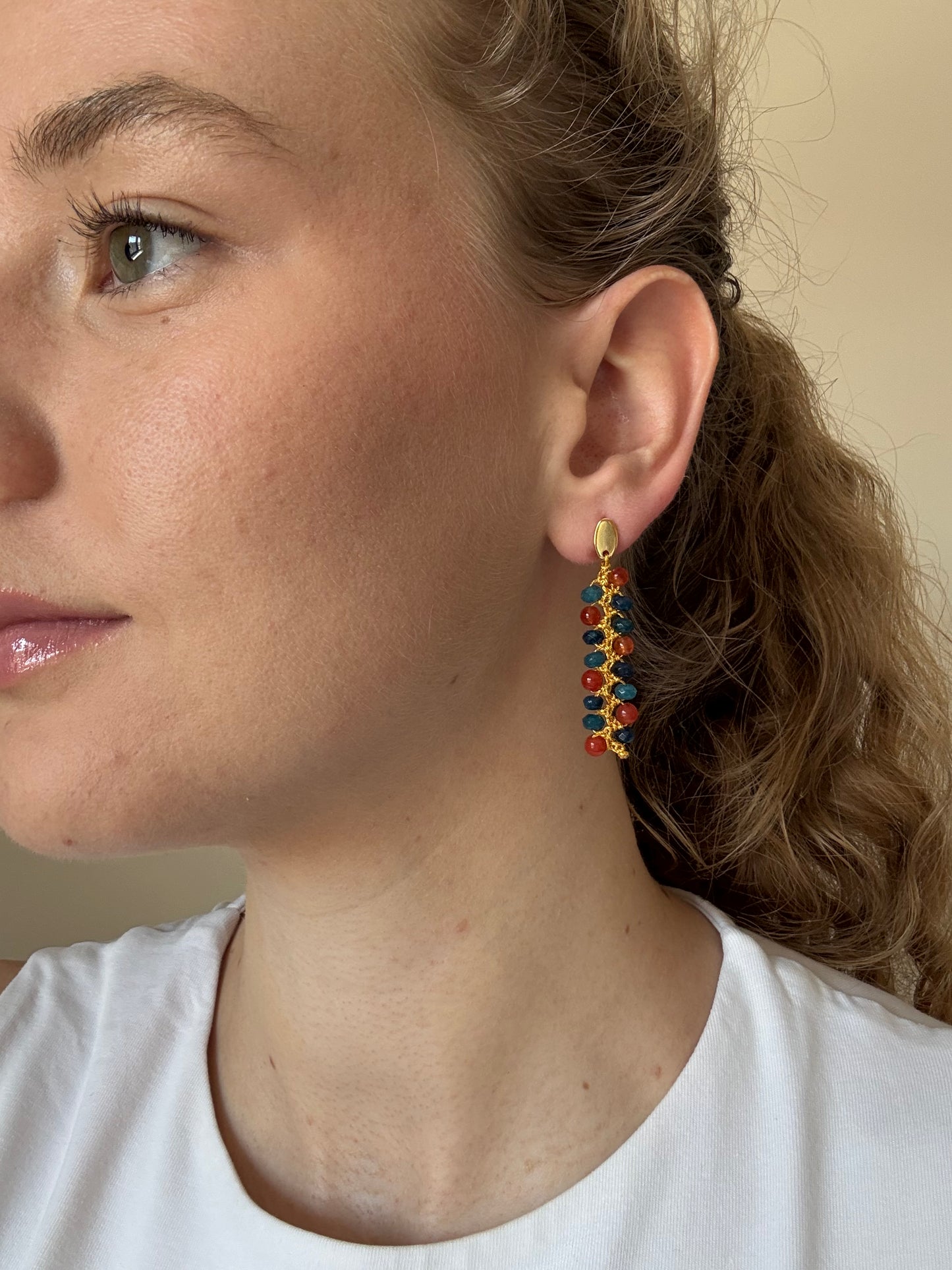 PENDIENTES TRICOLOR NARANJA