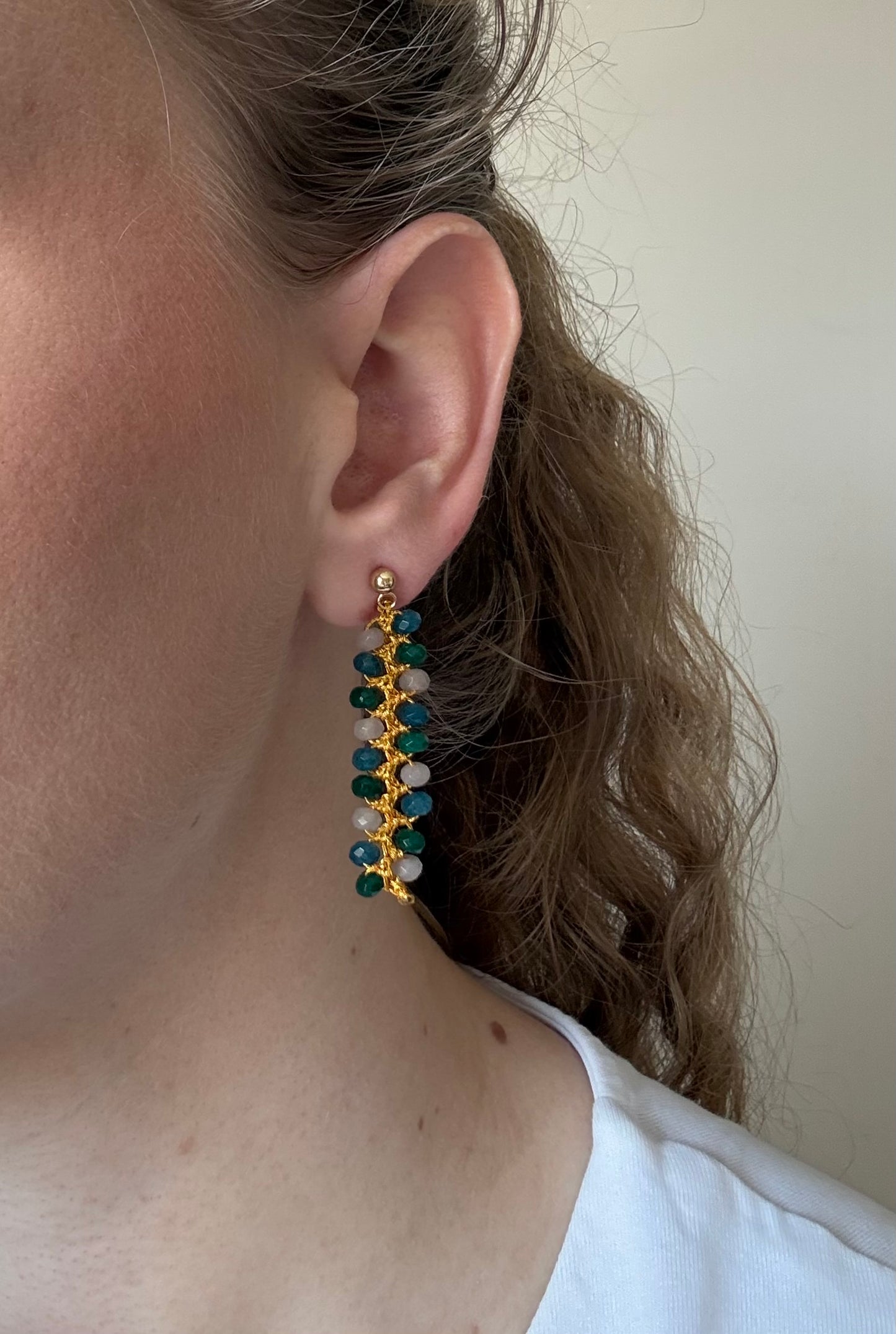 PENDIENTES TRICOLOR VERDE