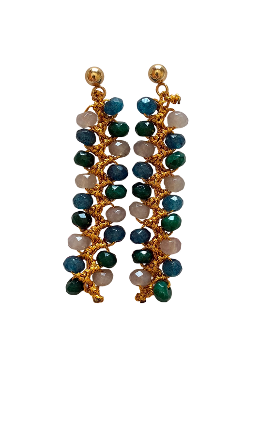 PENDIENTES TRICOLOR VERDE
